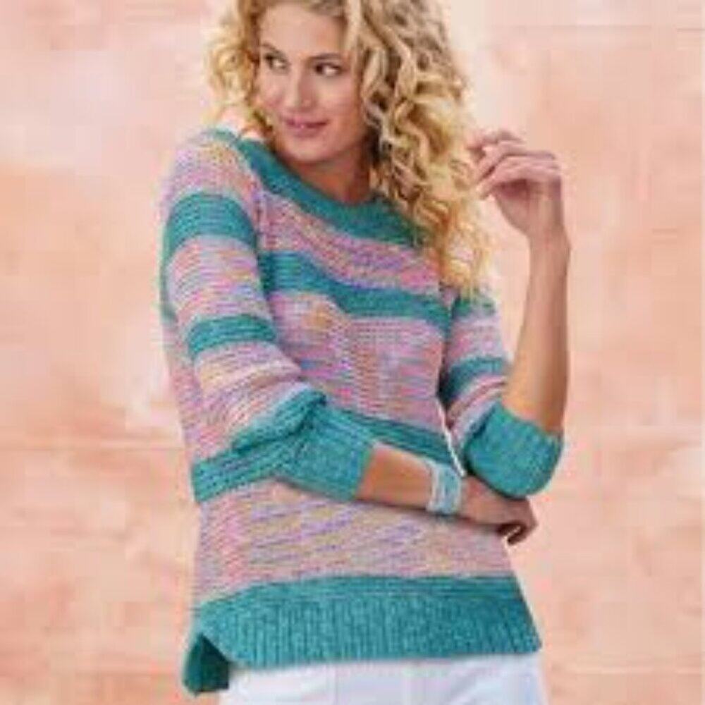 Soft Surroundings Serafina Sweater Multicolor Knit Striped Women's Sweater Sz PS